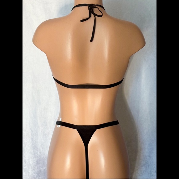 Black, Halter, Lingerie Set - Picture 2 of 8